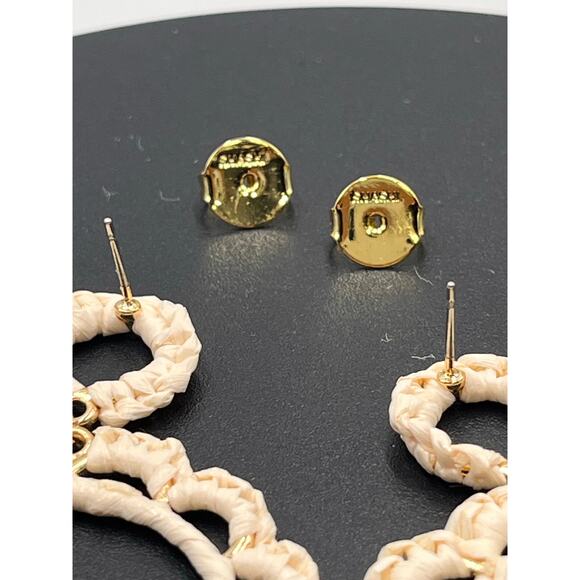 Shashi Anthropologie Off White Hand
Woven Raffia Hoop Door Knocker Earrings - Picture 5 of 8